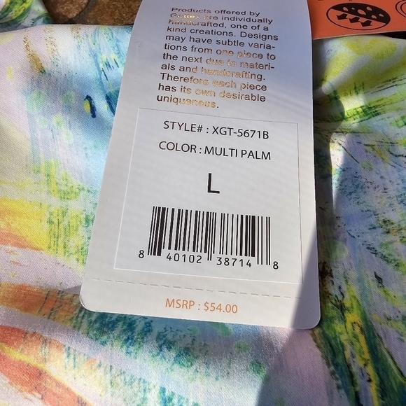 NWT X Gottex Longline Floral Palm Print Sports Top with Built-in Bra, Largr - Picture 9 of 9